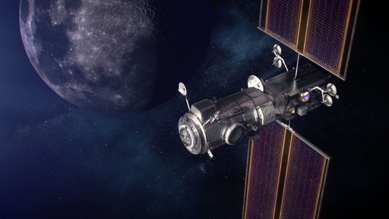 Una ilustración del elemento de propulsión y energía de la Puerta de enlace y del puesto avanzado de vivienda y logística en órbita alrededor de la Luna.
NASA
10/2/2021