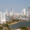 Rascacielos en el barrio Boca Grande de Cartagena, Colombia