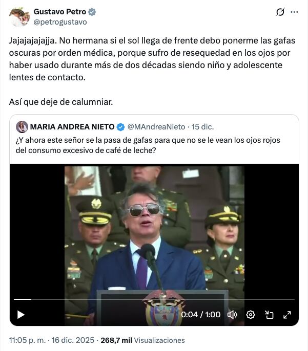 Publicación del presidente Petro