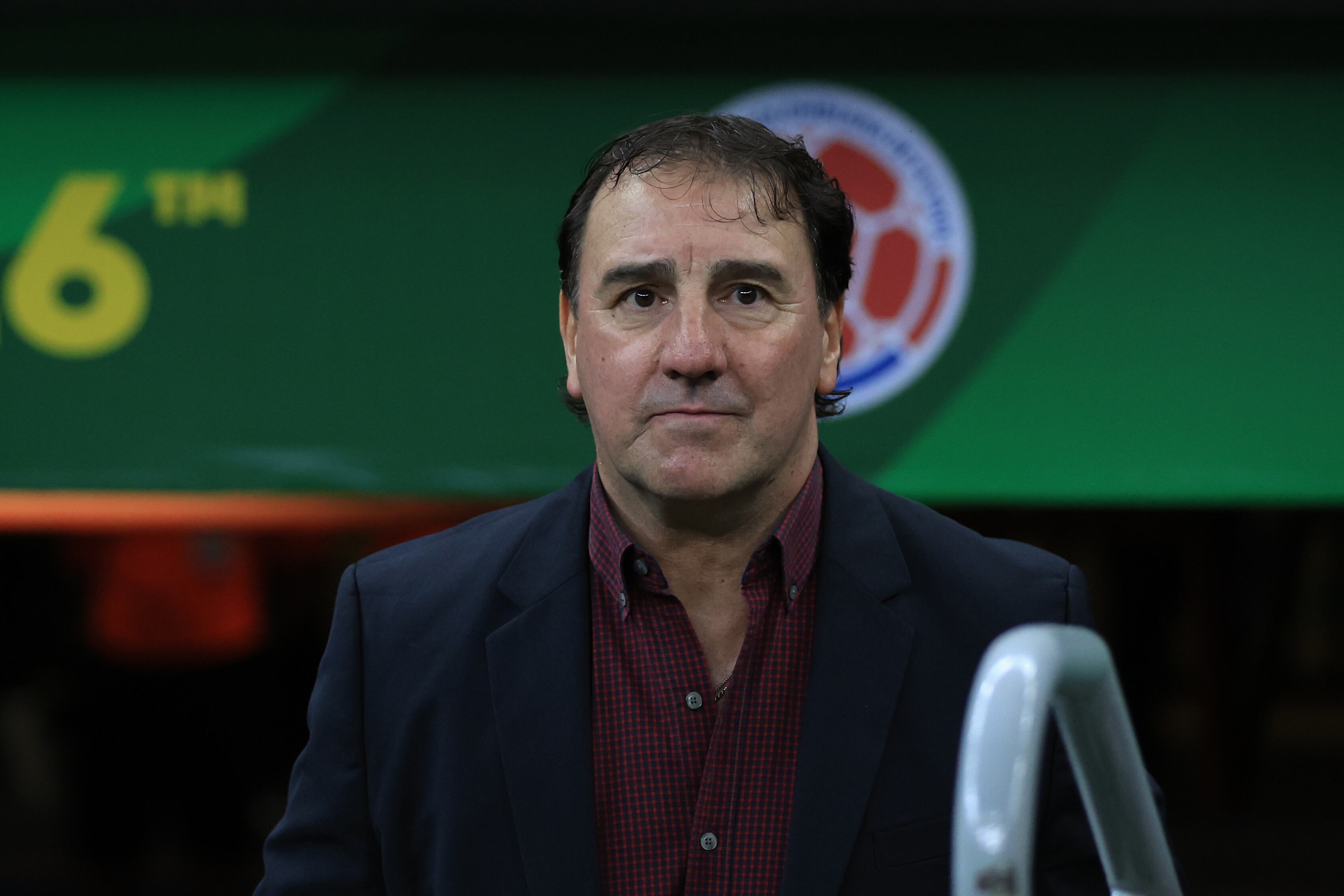 BRASILIA, BRAZIL - MARCH 20: Nestor Lorenzo, Head Coach of Colombia looks on prior to the South American FIFA World Cup 2026 Qualifier match between Brazil and Colombia at Mane Garrincha Stadium on March 20, 2025 in Brasilia, Brazil. (Photo by Buda Mendes/Getty Images)