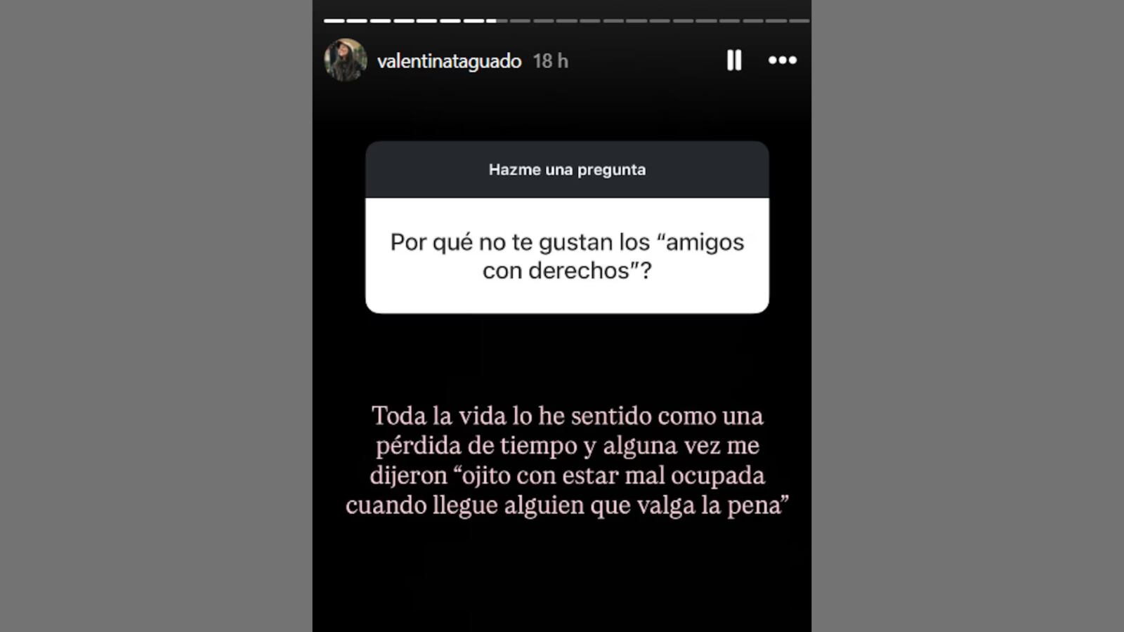 A través de una dinámica en Instagram, Valentina abrió el corazón a sus seguidores