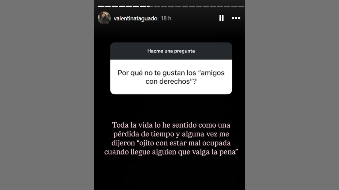 A través de una dinámica en Instagram, Valentina abrió el corazón a sus seguidores