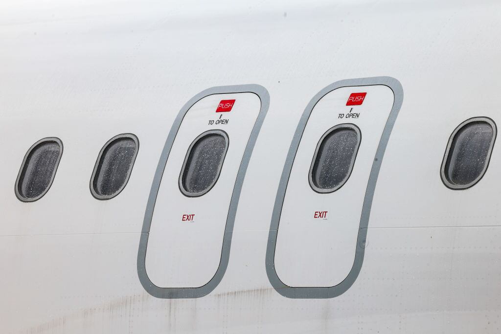 03 July 2024, North Rhine-Westphalia, Duesseldorf: Windows and emergency exits on an airplane. Photo: Christoph Reichwein/dpa (Photo by Christoph Reichwein/picture alliance via Getty Images)