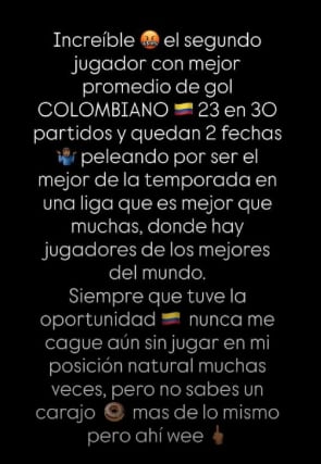Mensaje de Roger Martínez por no ser llamado a la Selección Colombia en la prelista de 55 rumbo al Mundial 2026.