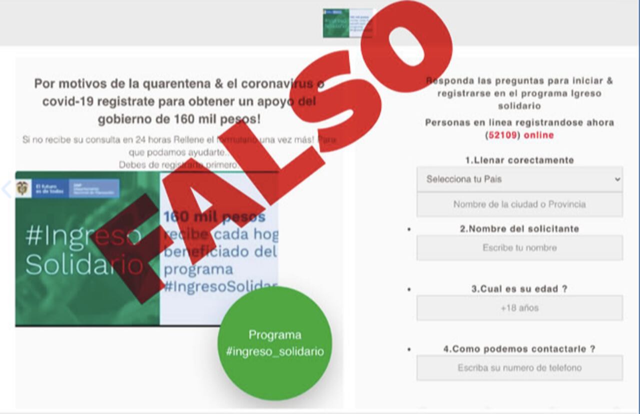 Inescrupulosos intentan robar los datos con falsas promesas de inscribir a personas en el programa Ingreso Solidario