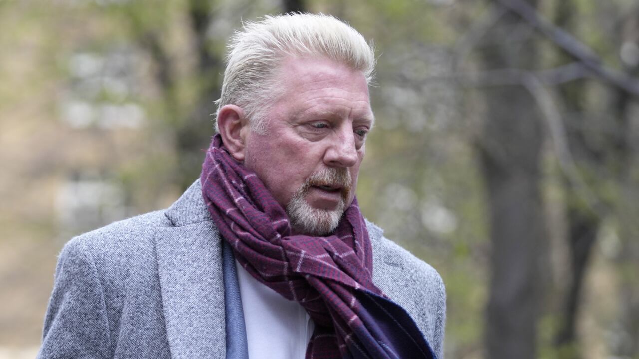 Former tennis player Boris Becker arrives at Southwark Crown Court in London, Thursday, April 7, 2022. Becker is in court accused of filing to hand over trophies from his glittering tennis career to settle debts, relating to charges over his bankruptcy.(AP/Frank Augstein)
