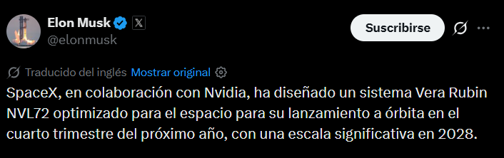 Elon Musk confirmó cuándo comenzará su ambicioso proyecto de computación orbital.