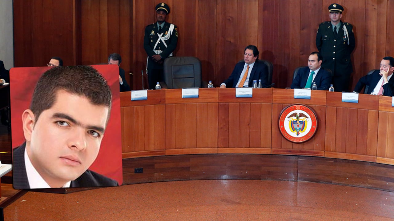 Parte de la Corte Constitucional. En el recuadro, Julián Bedoya.
