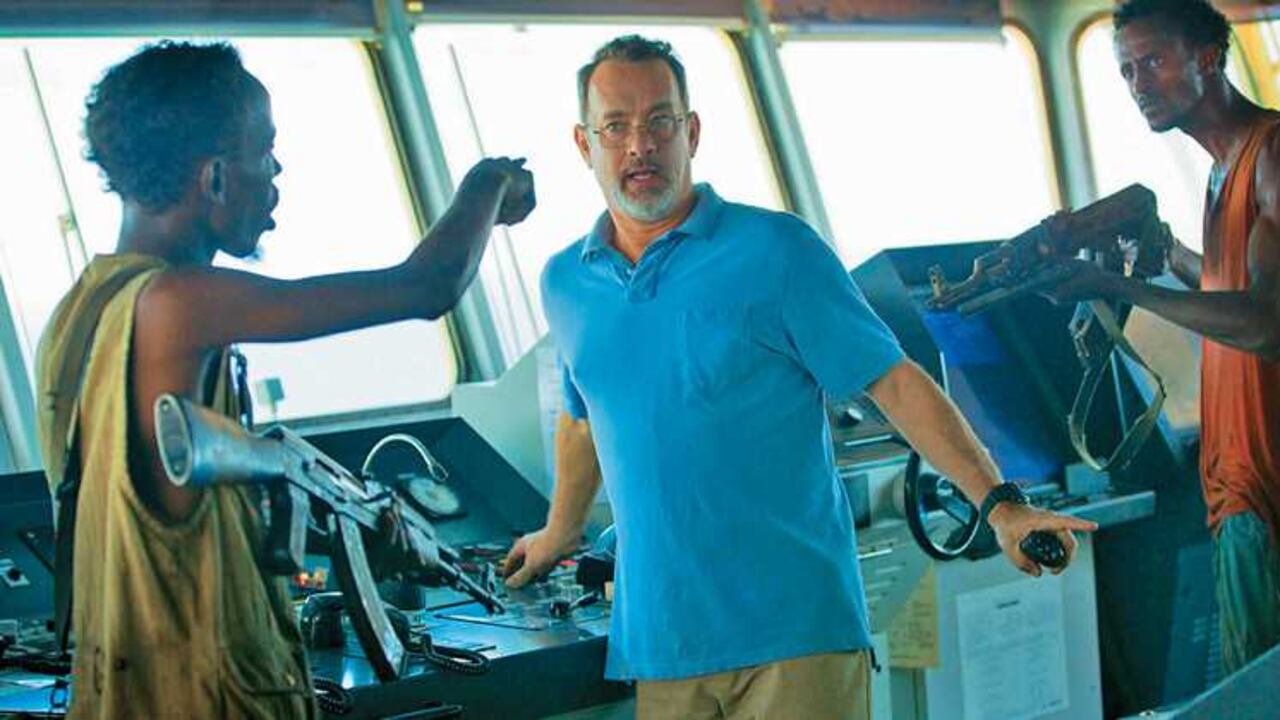 Hanks durante el rodaje de Captain Phillips.