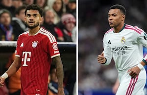 Luis Díaz (izq.) y Kylian Mbappé (der.) tuvieron acción en esta tercera fecha de la Champions League.