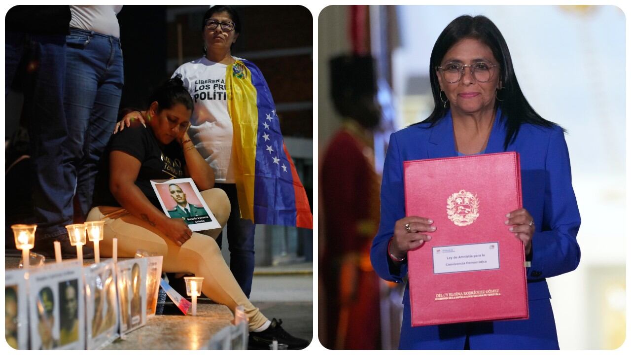 La presidenta interina de Venezuela, Delcy Rodríguez, sostiene un proyecto de ley de amnistía aprobado por la Asamblea Nacional, mientras los familiares de los presos políticos esperan por su excarcelación.