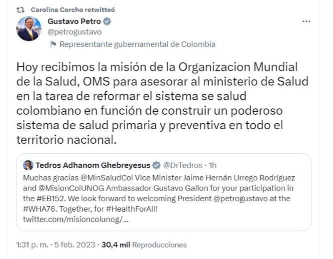 El presidente confirmó la llegada de una comisión de la OMS.