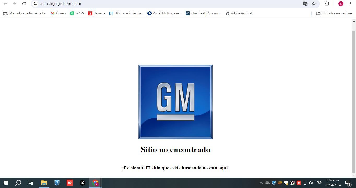 La página de Auto San Jorge está desactivada