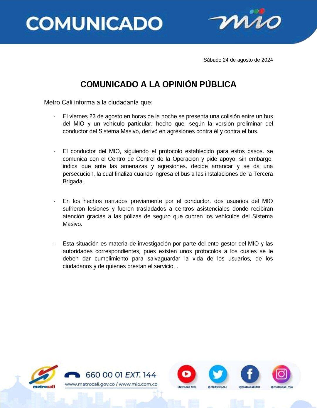 Avanzan las investigaciones sobre el bus del Mío que ingresó a alta velocidad y a la fuerza en el Batallón Pichincha en Cali
