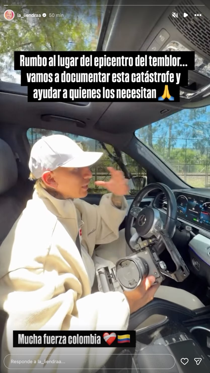 La Liendra se dirige al lugar del terremoto en Colombia para documentar la catástrofe y brindar ayuda.