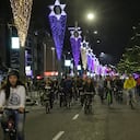 Ciclovía nocturna en Bogotá.