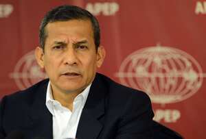 (ARCHIVOS) En esta foto de archivo tomada el 22 de mayo de 2017, el expresidente peruano (2011-2016) Ollanta Humala ofrece una conferencia de prensa a los miembros de la prensa extranjera residentes en Lima. - Ollanta Humala se convirtió en el primer expresidente de Perú en ir a juicio el 21 de febrero de 2022 en un vasto caso de corrupción que involucra al grupo constructor brasileño Odebrecht y sobornos pagados a políticos. (Foto de Cris BOURONCLE / AFP)