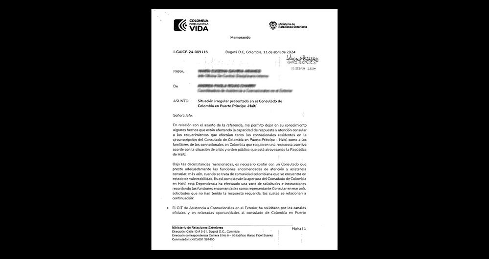 SEMANA conoció el memorando, con fecha del 11 de abril de este año, en el que se remite a Control Interno Disciplinario una queja contra Velásquez. 