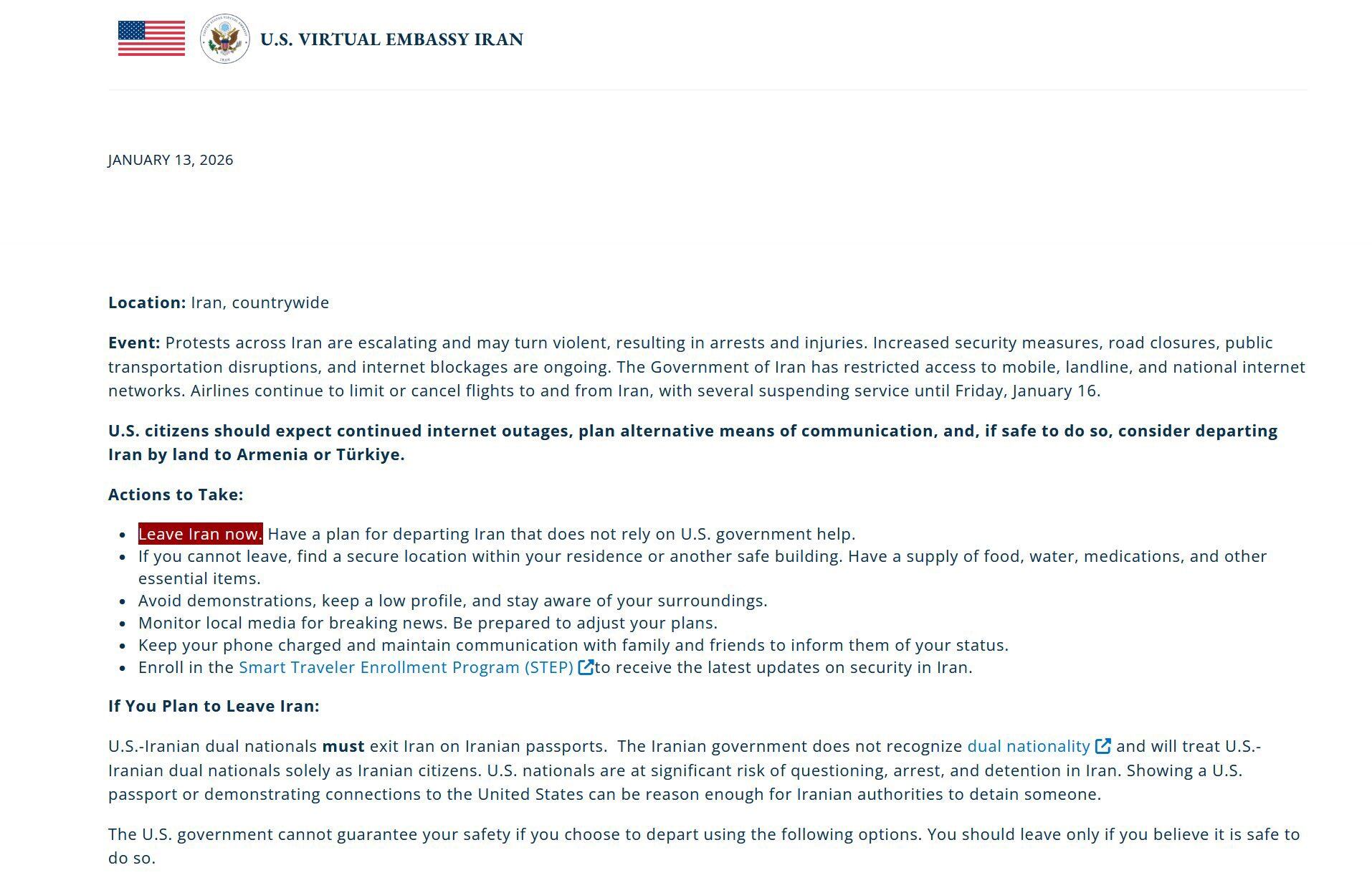 La advertencia fue clara: no retrasar la salida ante el deterioro de la situación.