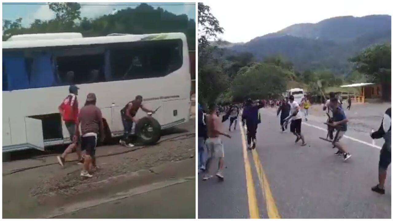 Enfrentamientos entre hinchas de Millonarios y el DIM en Antioquia.