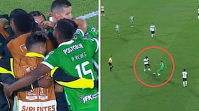 James Rodríguez celebró en cancha con Atlético Nacional.