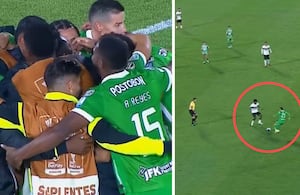 James Rodríguez celebró en cancha con Atlético Nacional.