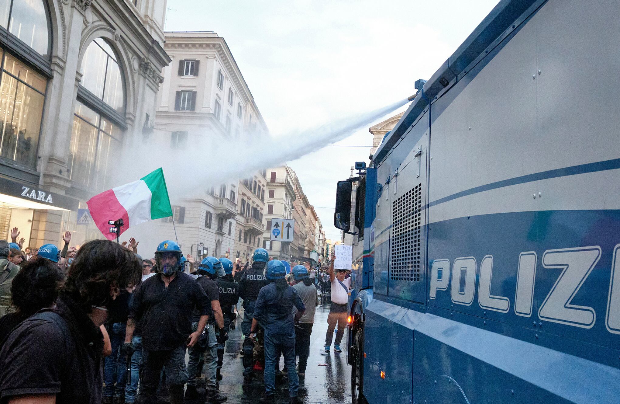 Protesta Green Pass en Italia