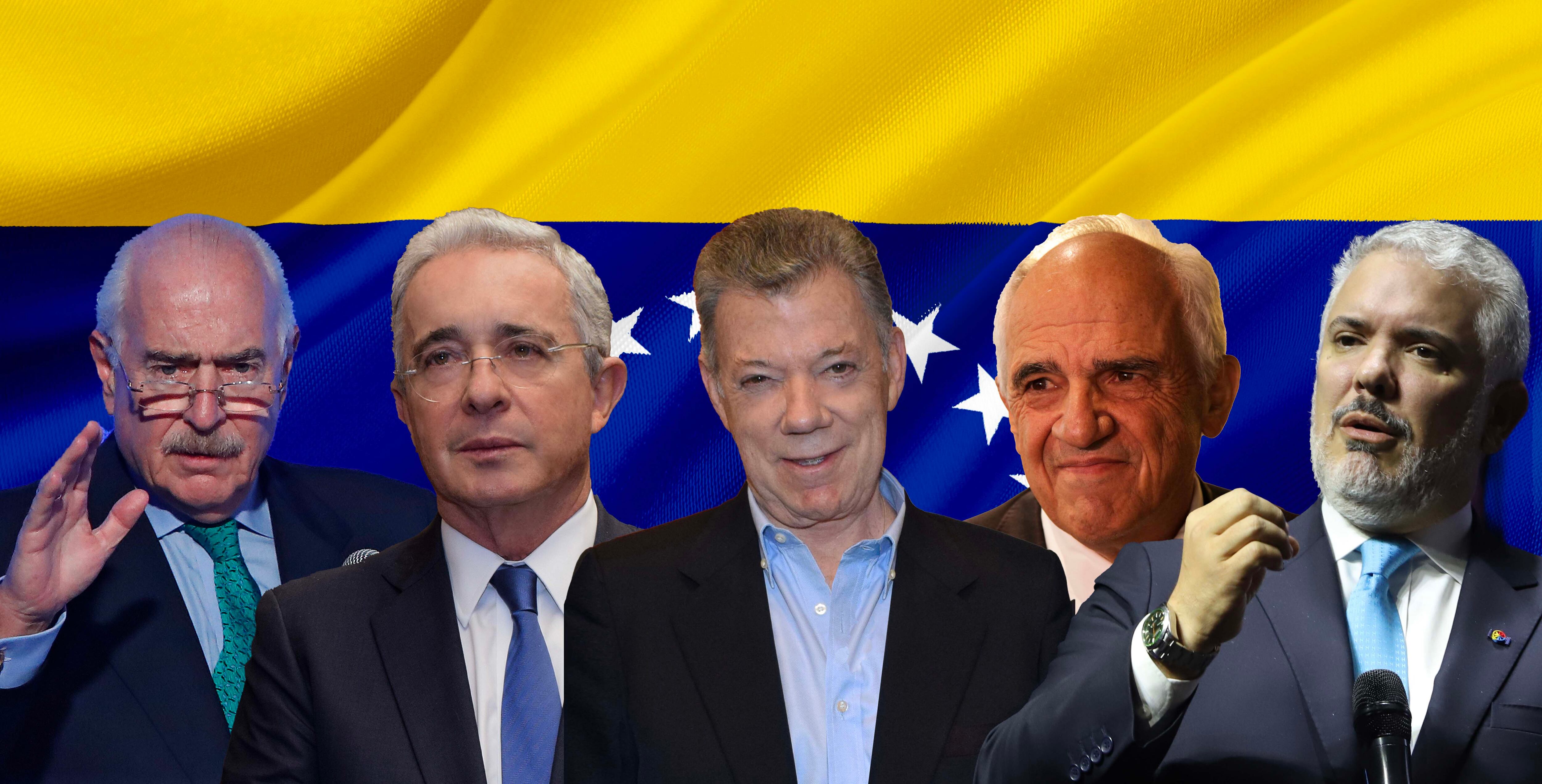 Andrés Pastrana. Álvaro Uribe, Juan Manuel Santos, Ernesto Samper e Iván Duque