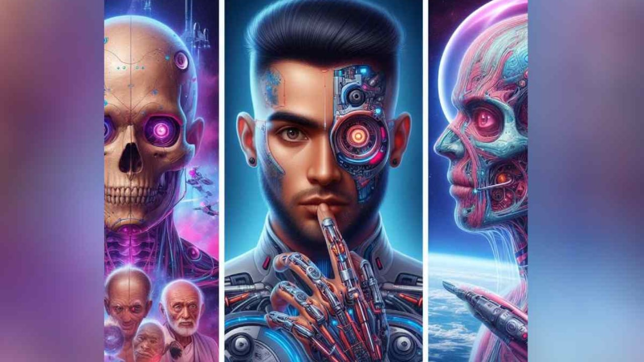 Ilustración creada con IA muestra cómo sería la evolución humana en 1000 años.