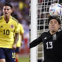 James Rodríguez y Guillermo Ochoa. Colombia vs. México.