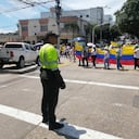Policía Metropolitana acompañó marcha en Barranquilla.
