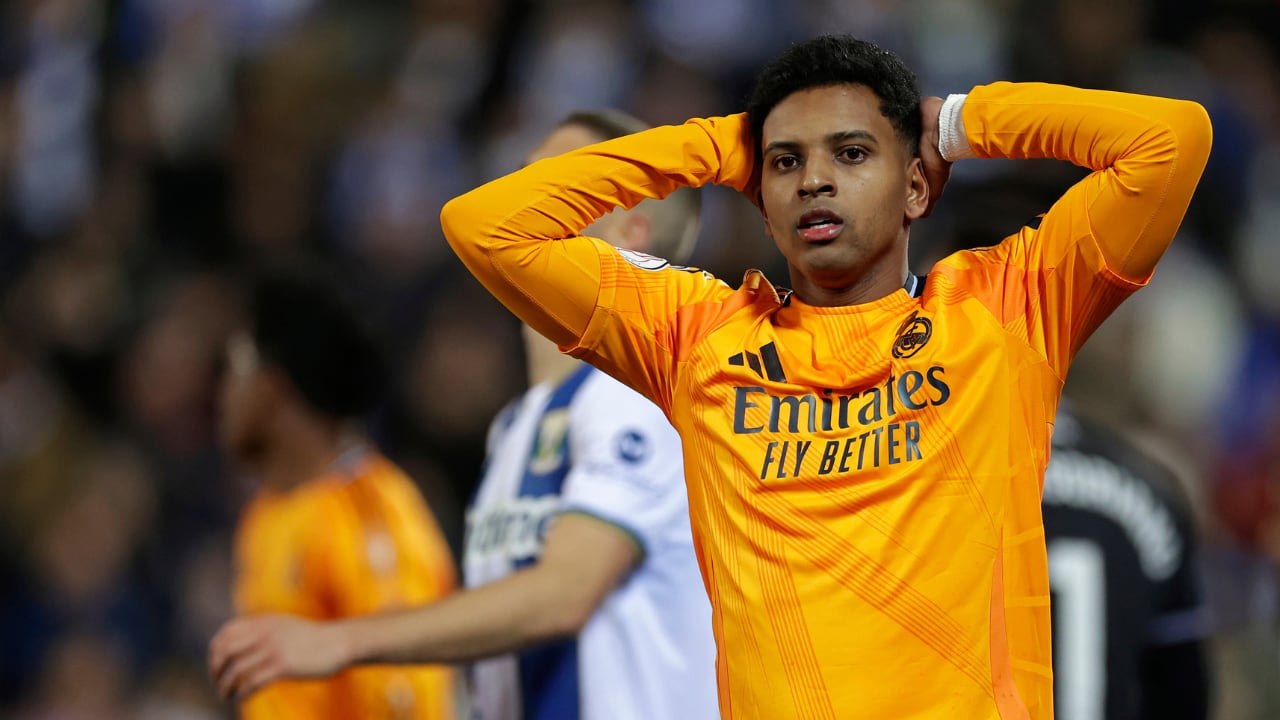 Rodrygo se lamenta de una ocasión con el Real Madrid