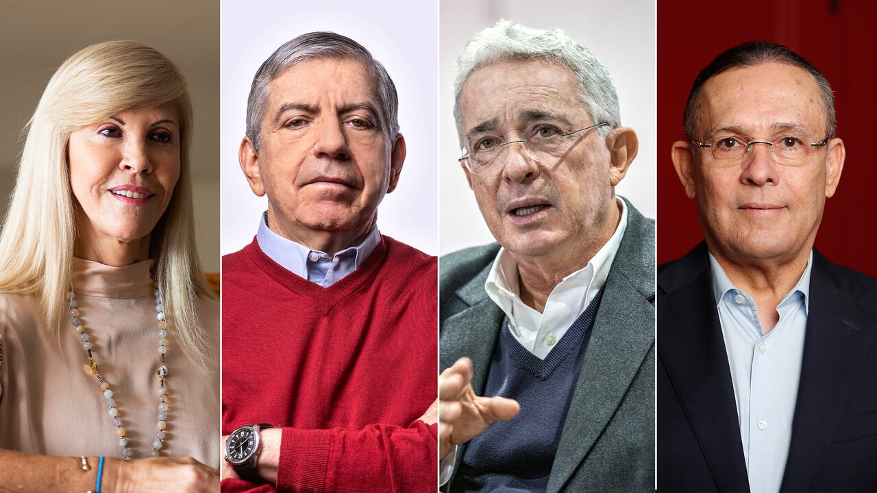 Dilian Francisca Toro, directora de La U, César Gaviria Trujillo, director del Partido Liberal, Alvaro Uribe, ex-presidente de la República y Efraín Cepeda, director del Partido Conservador.