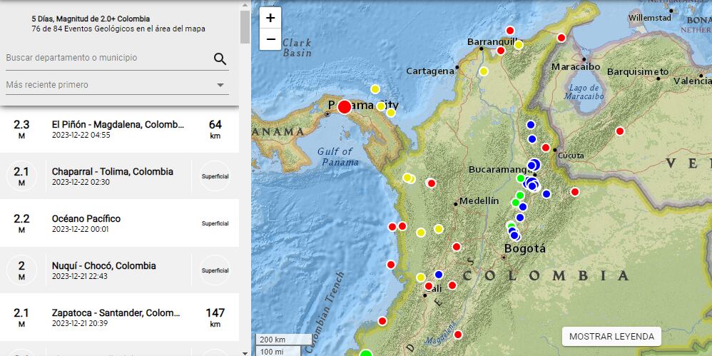El SGC reporta en tiempo real los movimientos telúricos en Colombia.