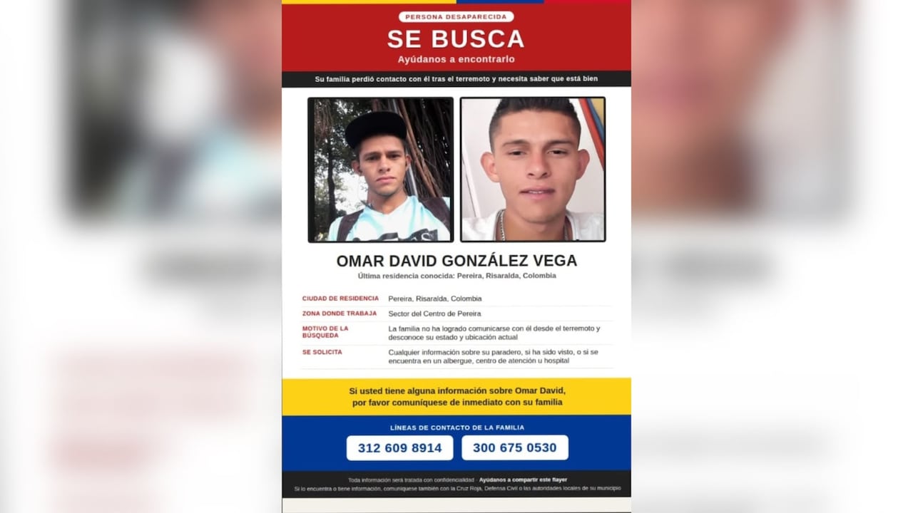 Omar David González está desaparecido en Pereira.