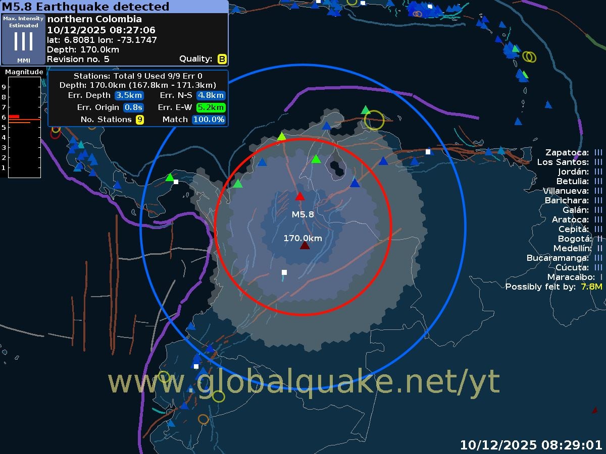 Temblor en Colombia el 10 de diciembre de 2025