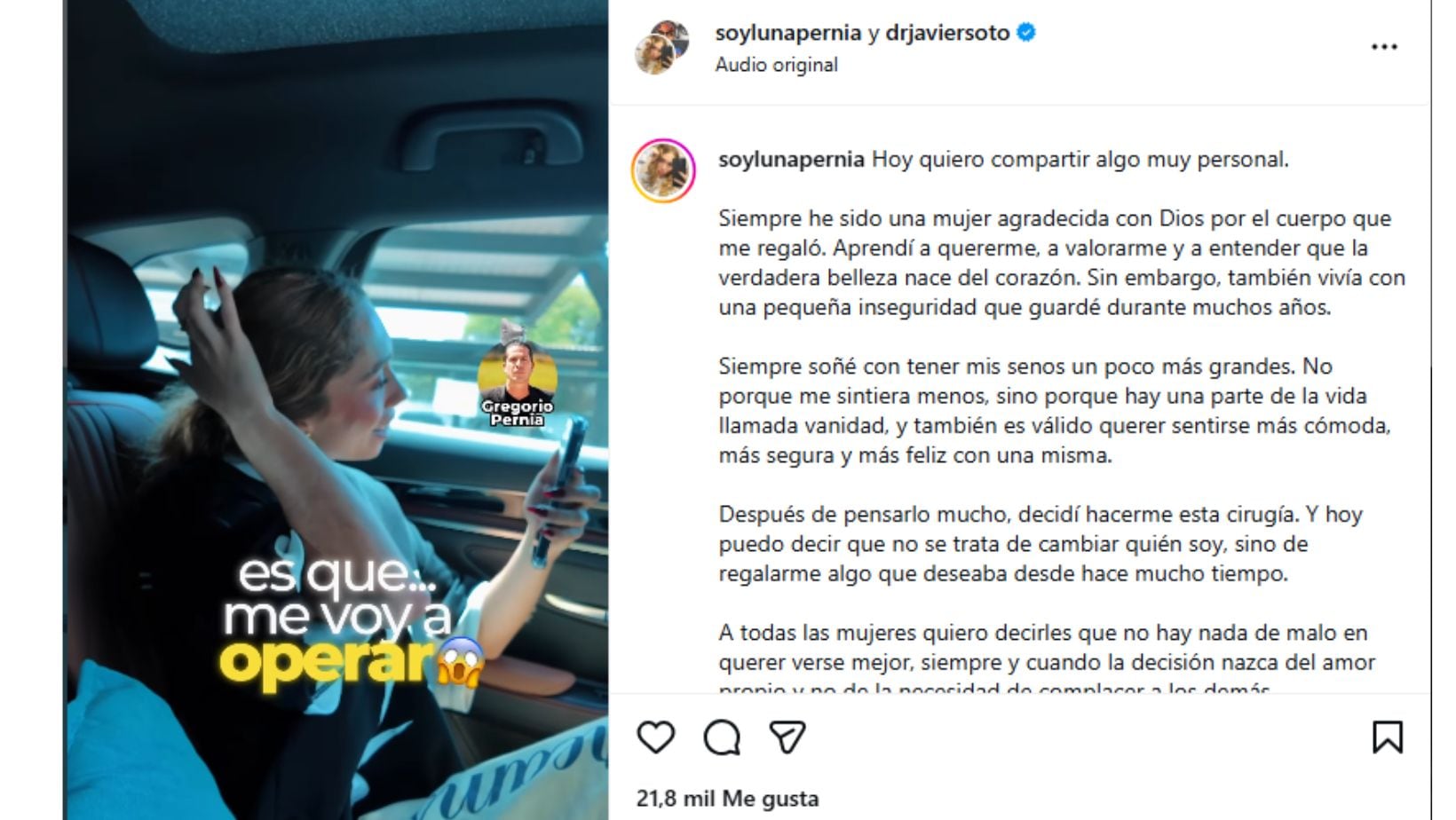 Luna Pernía, hija del actor Gregorio Pernía