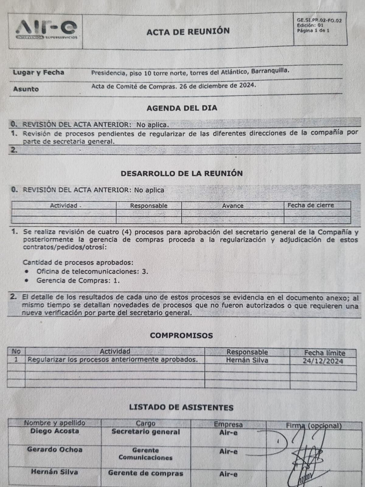 Minminas acta reunión