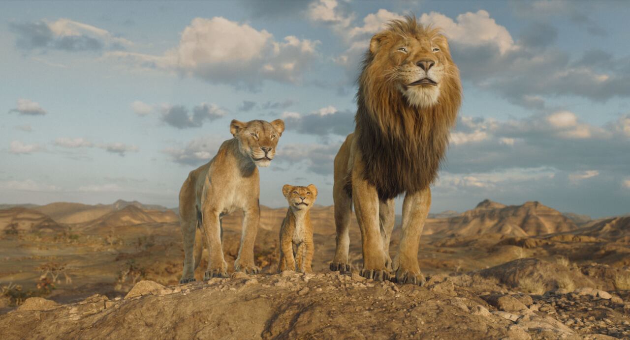 (L-R) Afia (voiced Anika Noni Rose), Young Mufasa (voiced by Braelyn Rankins) and Masego (voiced by Keith David) in Disney’s MUFASA: THE LION KING. Photo courtesy of Disney. © 2024 Disney Enterprises Inc. All Rights