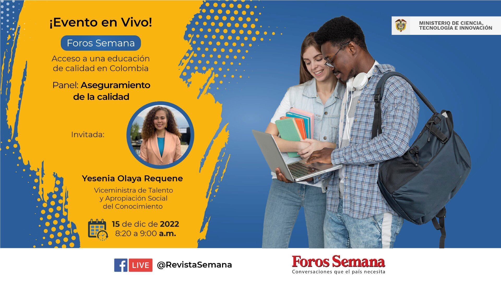 Este 15 de diciembre un grupo de expertos profundizará en los retos que tiene el país para garantizar que los jóvenes puedan seguir estudiando después de terminar el bachillerato.