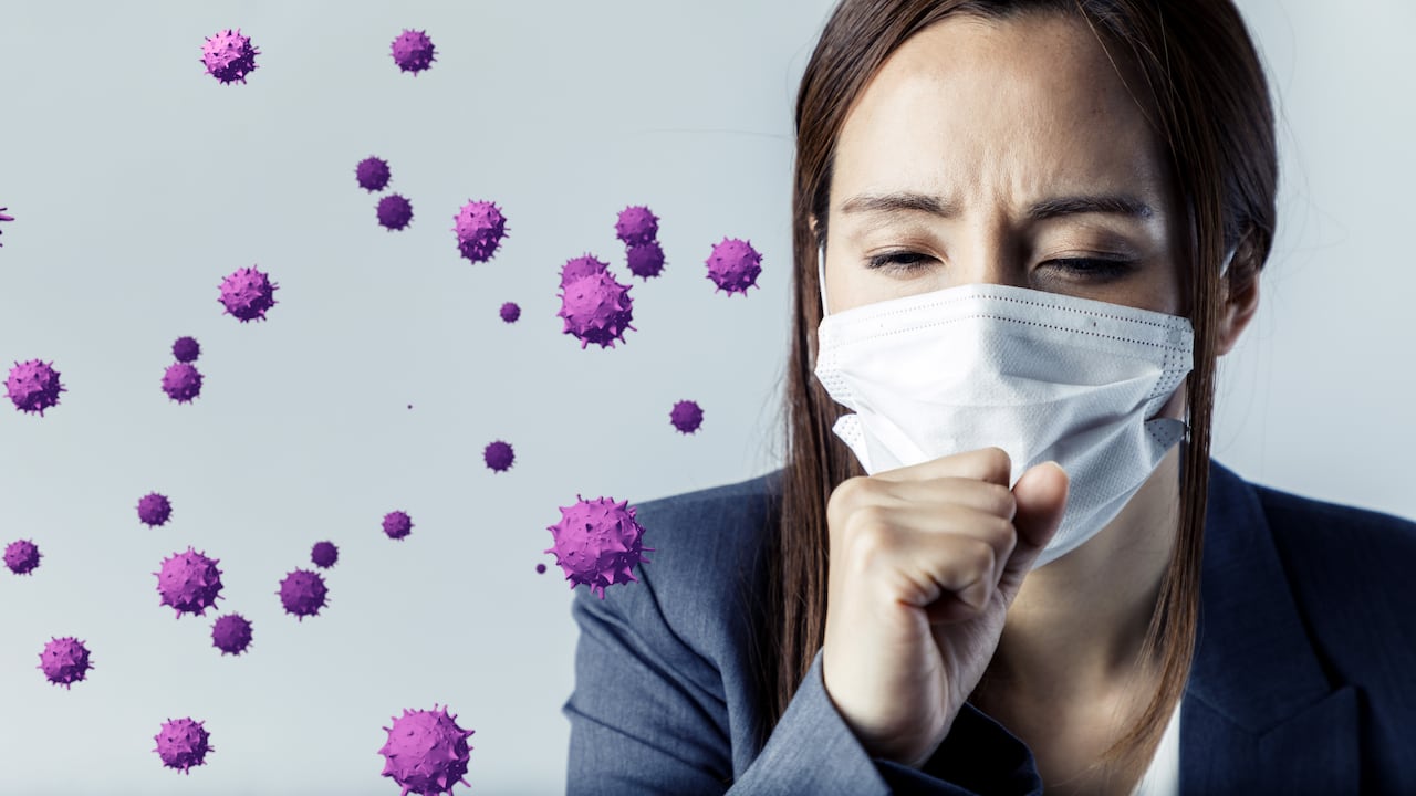 Concepto de infección viral. Virus flotante.