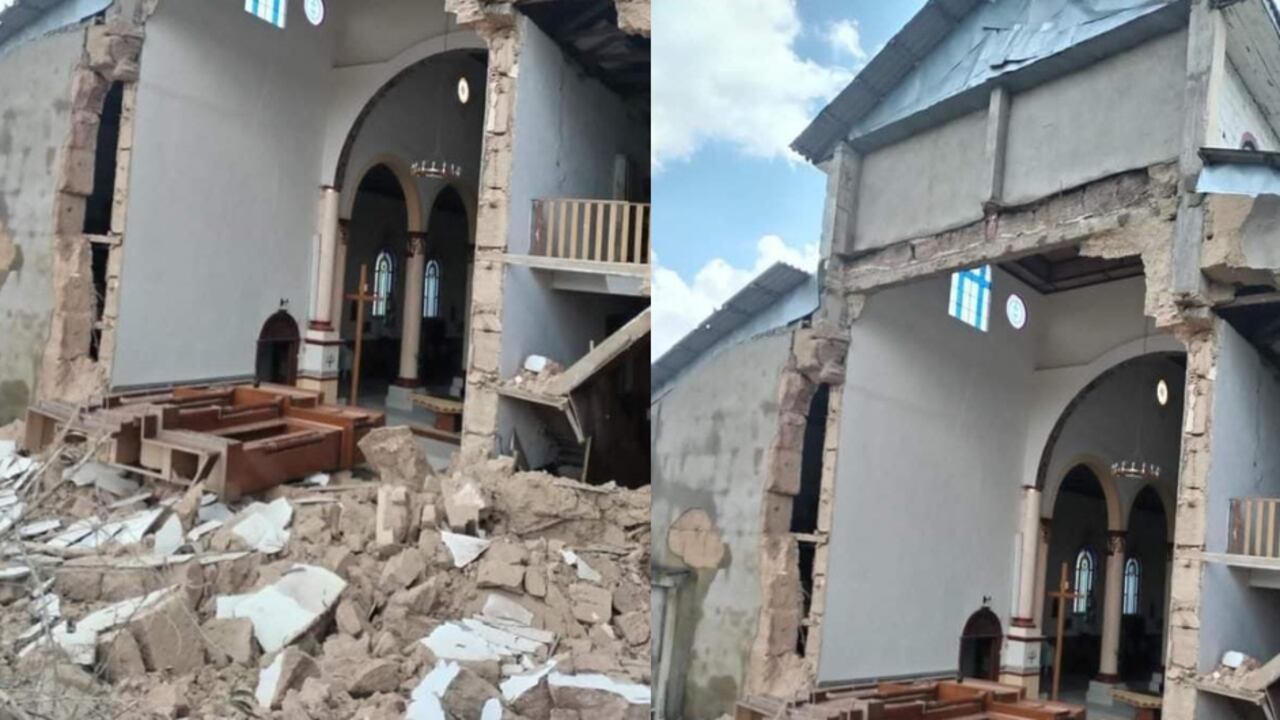 El templo religioso que está instalado en el corregimiento Aragón del municipio de Santa Rosa de Osos (Antioquia) empezó a caerse.