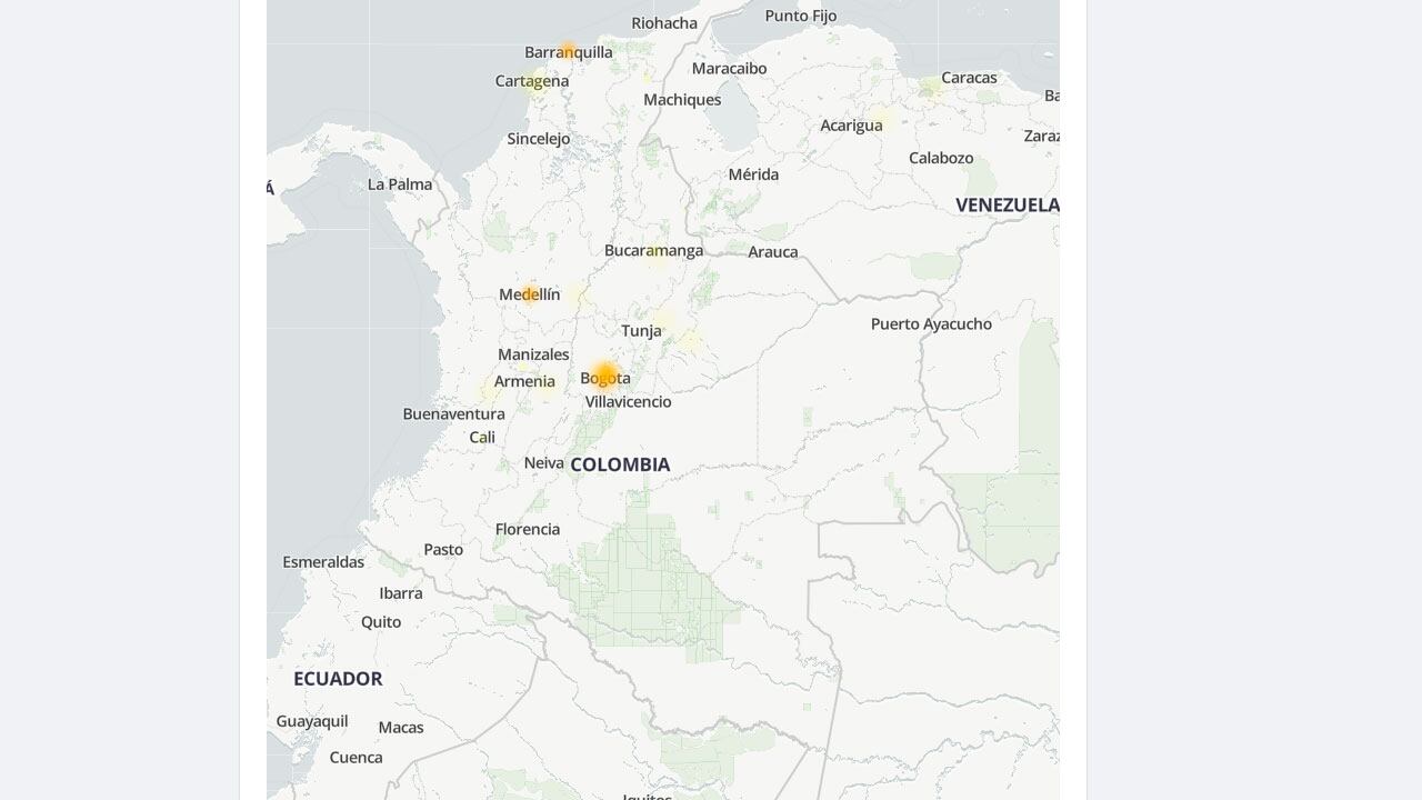 Reporte de Downdetector.com sobre las fallas de Instagram en Colombia.