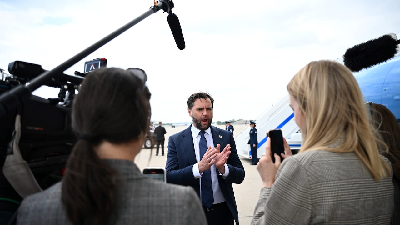 MINNEAPOLIS, MINNESOTA - SEPTEMBER 3: U.S. Vice President JD Vance speaks to the press after paying his respects to victims of the Annunciation Catholic Church shooting on September 3, 2025 in Minneapolis, Minnesota. The shooting left two students dead and many more wounded. (Photo by Alex Wroblewski-Pool/Getty Images)