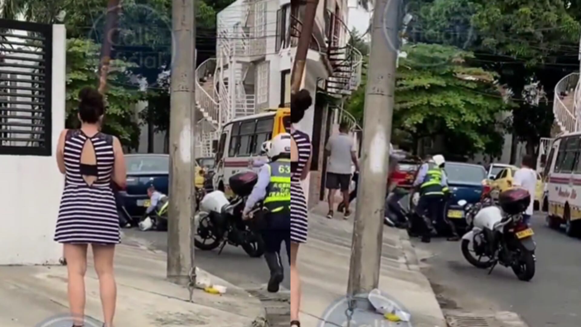 Conductor atacó a correazos a agentes de tránsito en Cali.