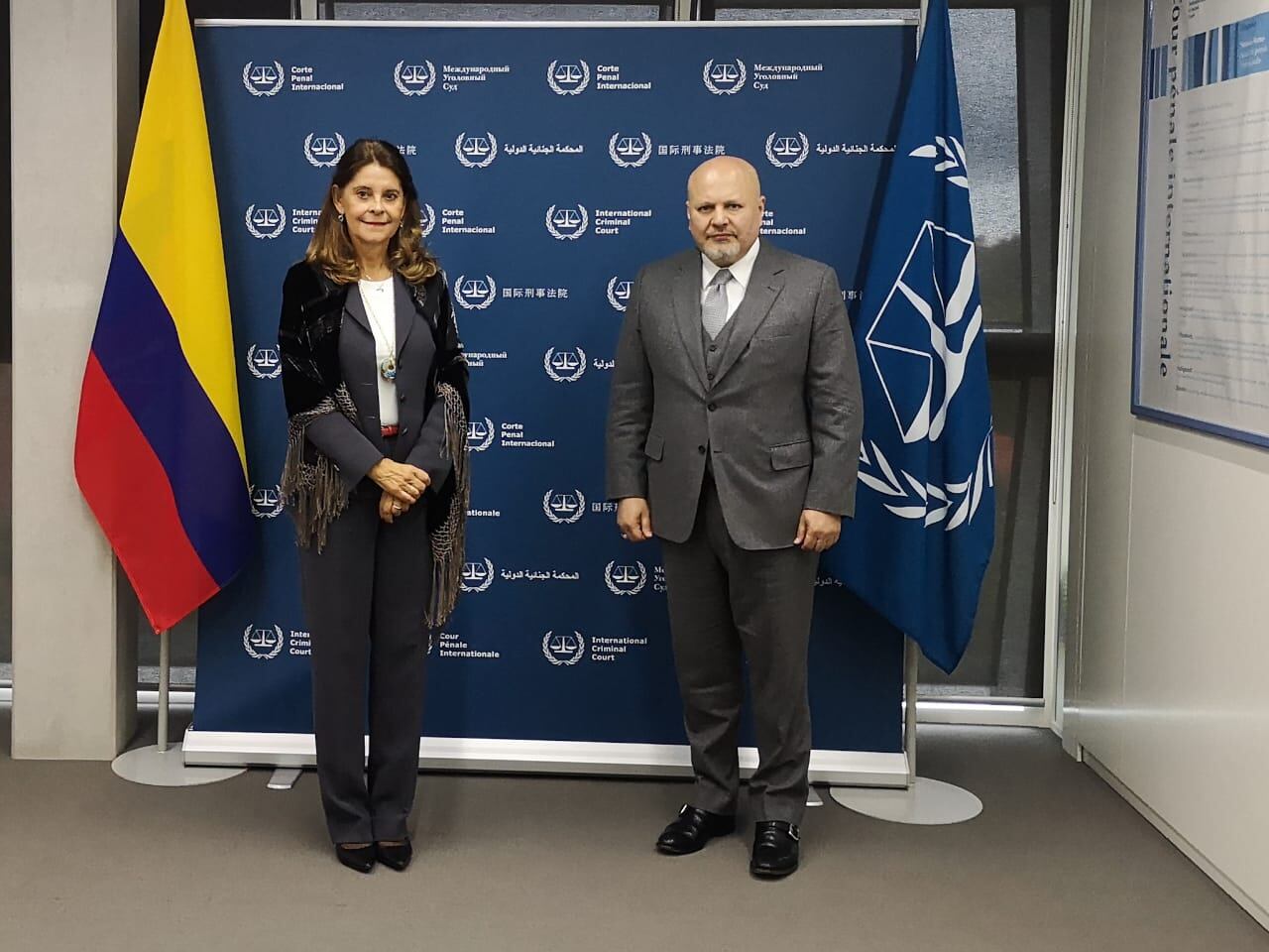 Marta Lucía Ramírez vicepresidenta y canciller con Karim Khan fiscal de la CPI