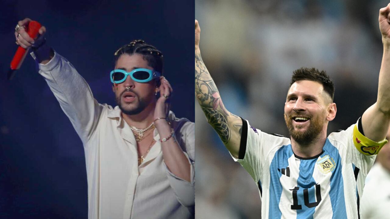 El cantante de reggaeton celebró los goles de la selección de Argentina en la semifinal del mundial de Qatar. Foto: Getty Images y AFP.