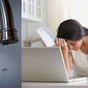 Mujer se ve angustiada tras ver el costo de la factura del agua.