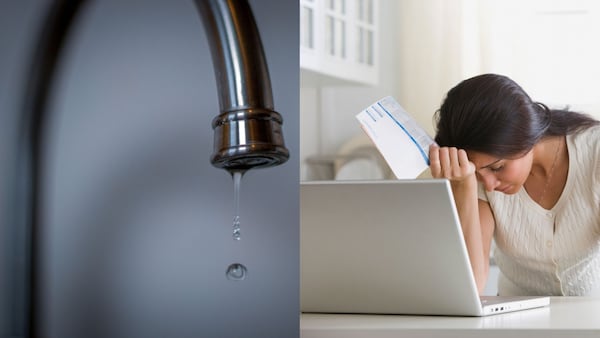 Mujer se ve angustiada tras ver el costo de la factura del agua.