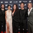 Alejandro Speitzer, Juan Esteban Aristizábal, Laura Osma, jefa de Amazon Studios para Latinoamérica, Canadá y Australia, Javiera Balmaceda, Alberto Guerra y el director Andrés Baiz asisten al Prime Video 'Pimpinero Sangre y Gasolina' en el Festival TIFF Sept. 8, 2024 en Toronto Canadá.